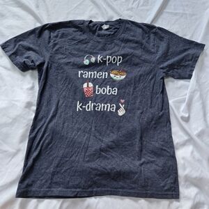 Port and Company Blue K-Pop Ramen Boba K-drama Graphic T-shirt Tee